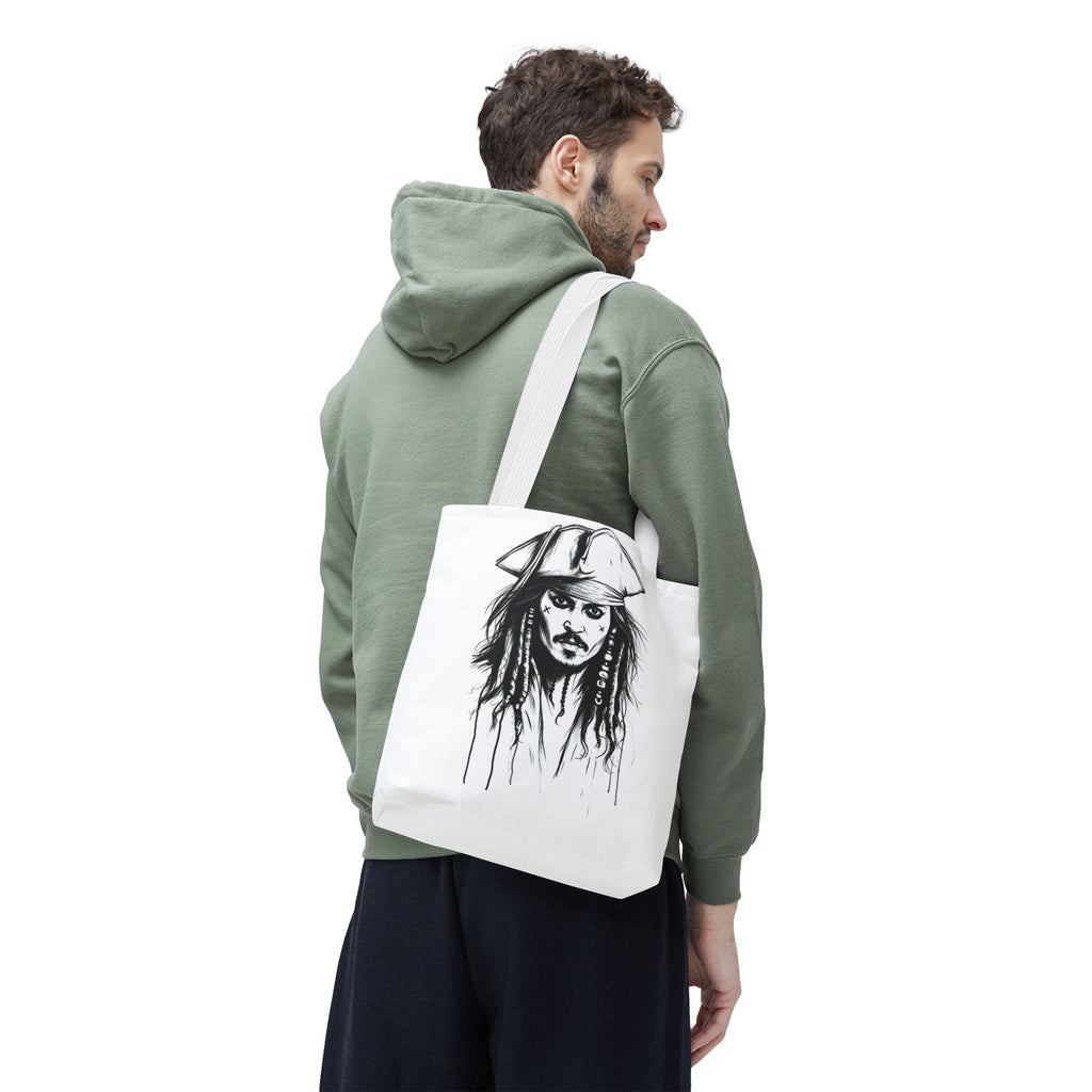 Artistic Pirate Skull Tote Bag — Gothic Sketch Tote for Fans