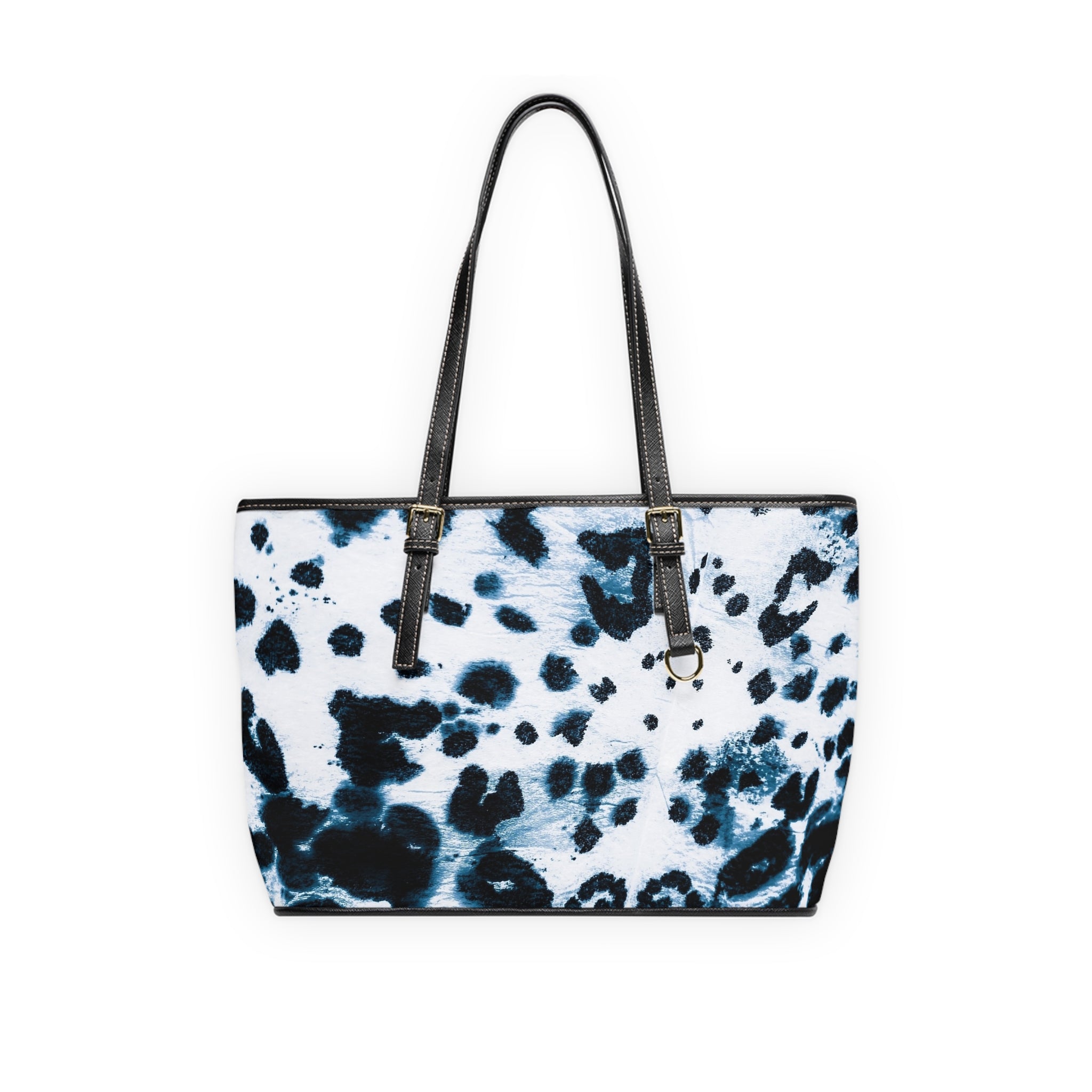 Dalmatian Print PU Leather Shoulder Bag — Black & White Animal Tote