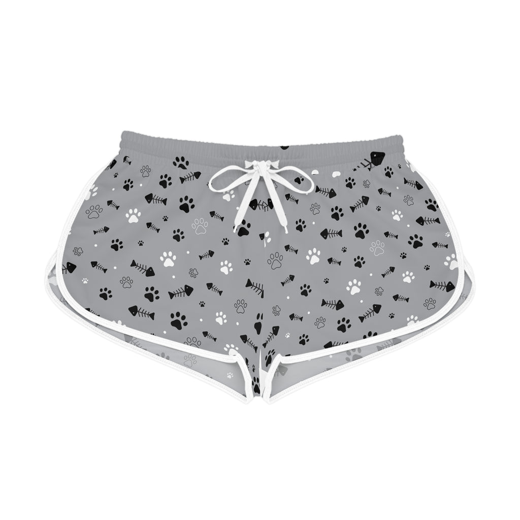 Cat Paw Print Lounge Shorts — Women's Relaxed AOP Sleep & Casual Shorts