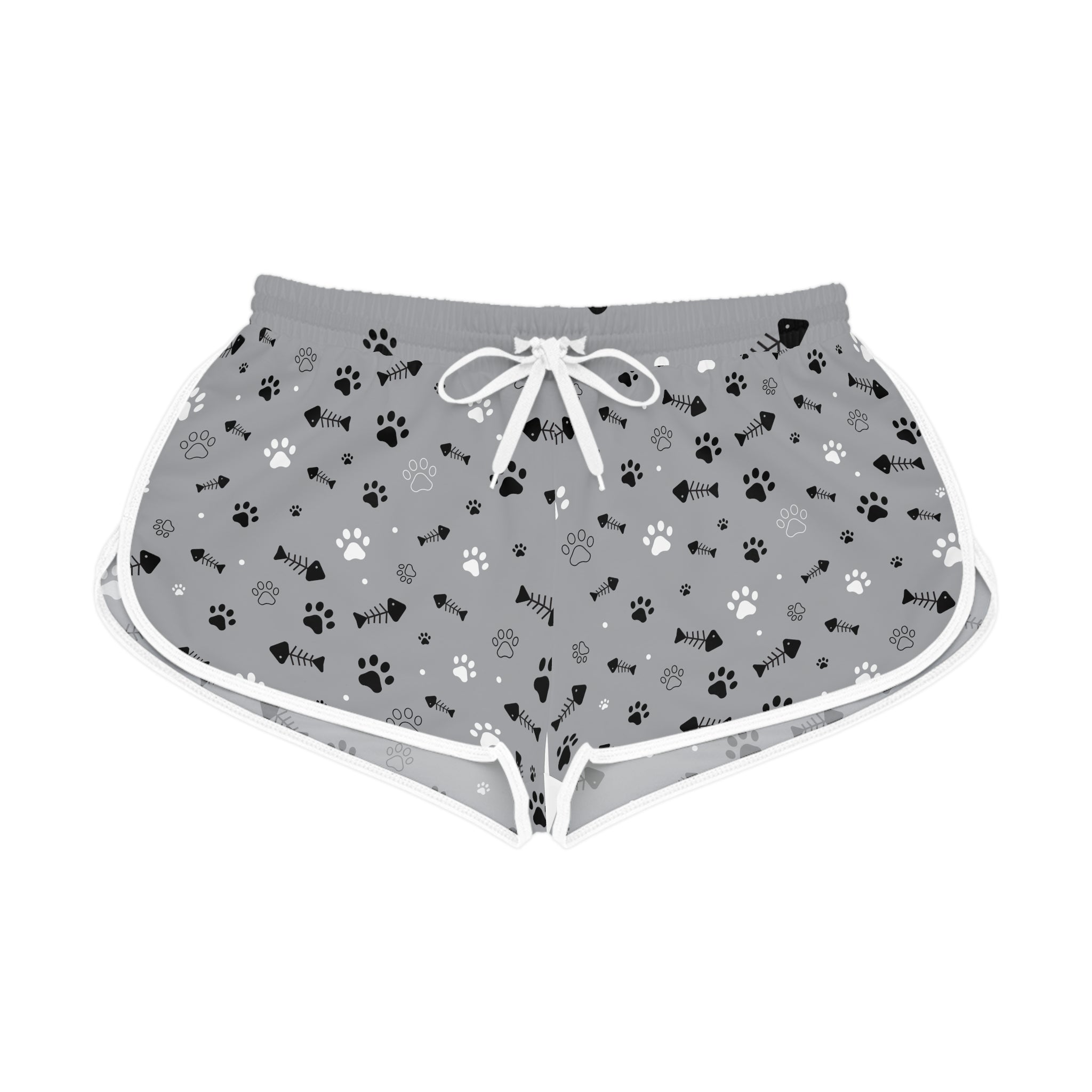 Cat Paw Print Lounge Shorts — Women's Relaxed AOP Sleep & Casual Shorts