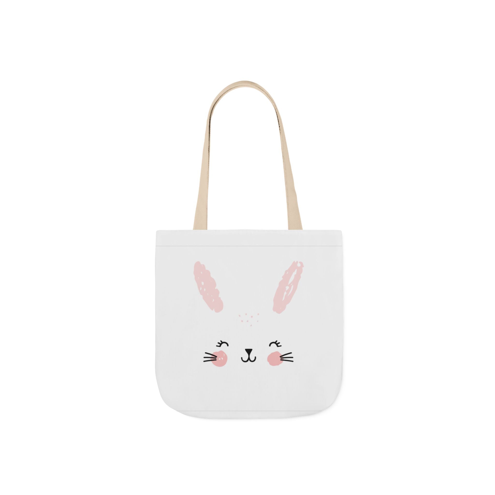 Cute Pink Bunny Face Canvas Tote Bag — Easter Bunny Grocery & Gift Tote