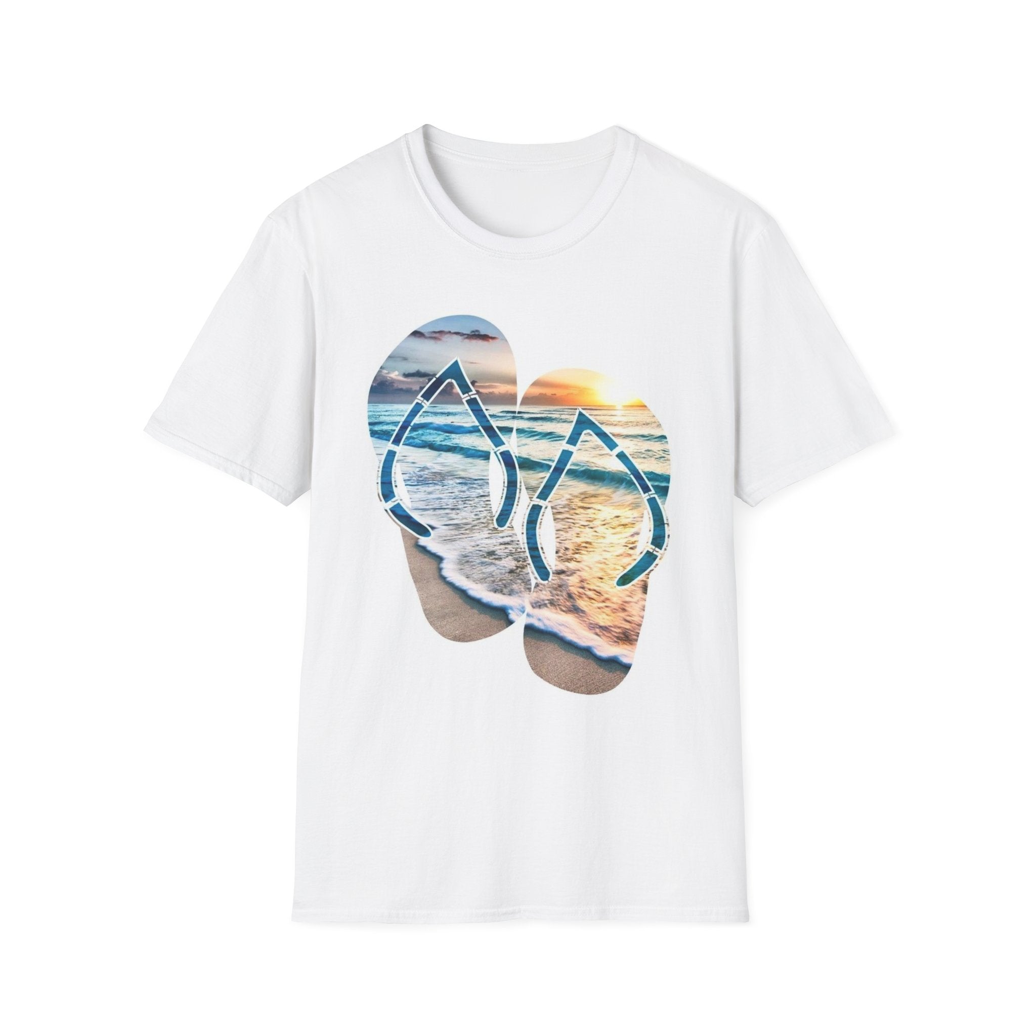 Beach Flip Flop T-Shirt — Sunset Ocean Graphic Tee
