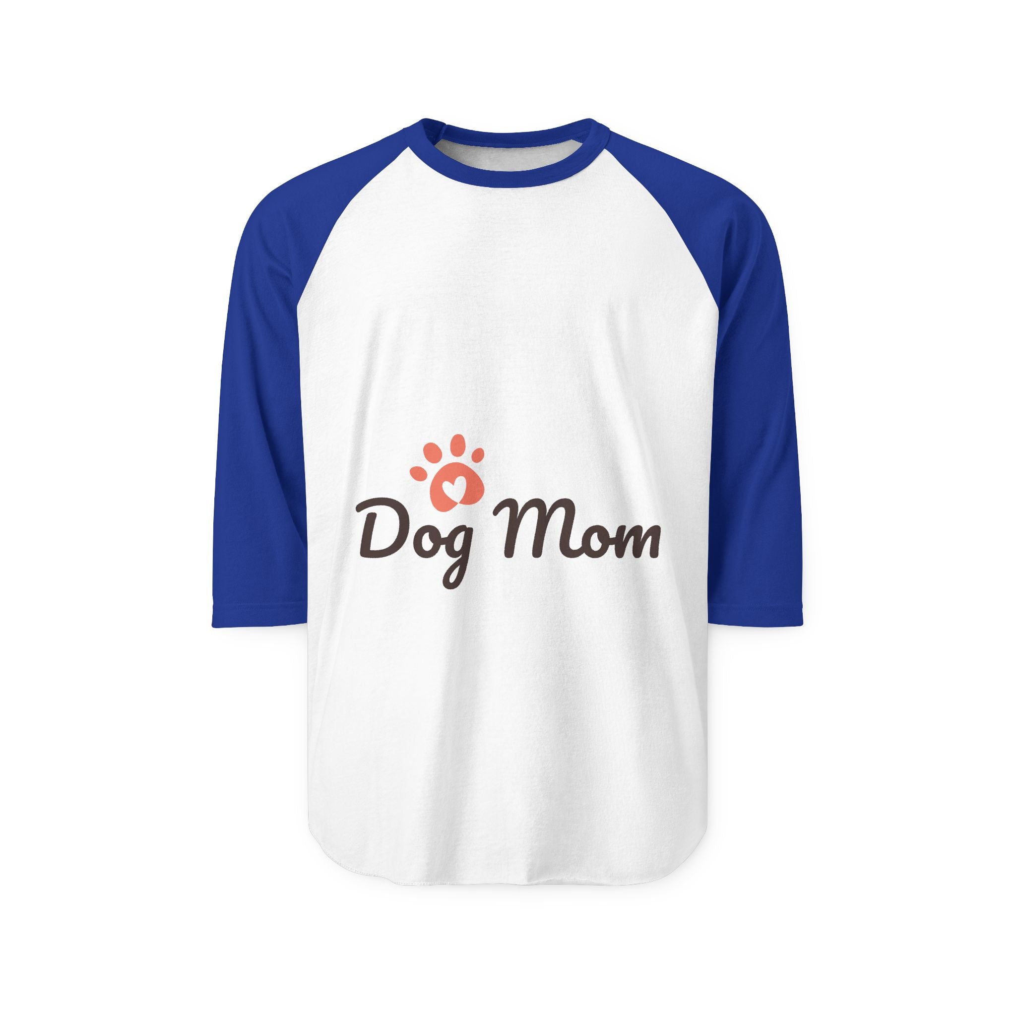 Dog Mom Raglan Shirt — 3/4 Sleeve Baseball Tee with Paw Print
