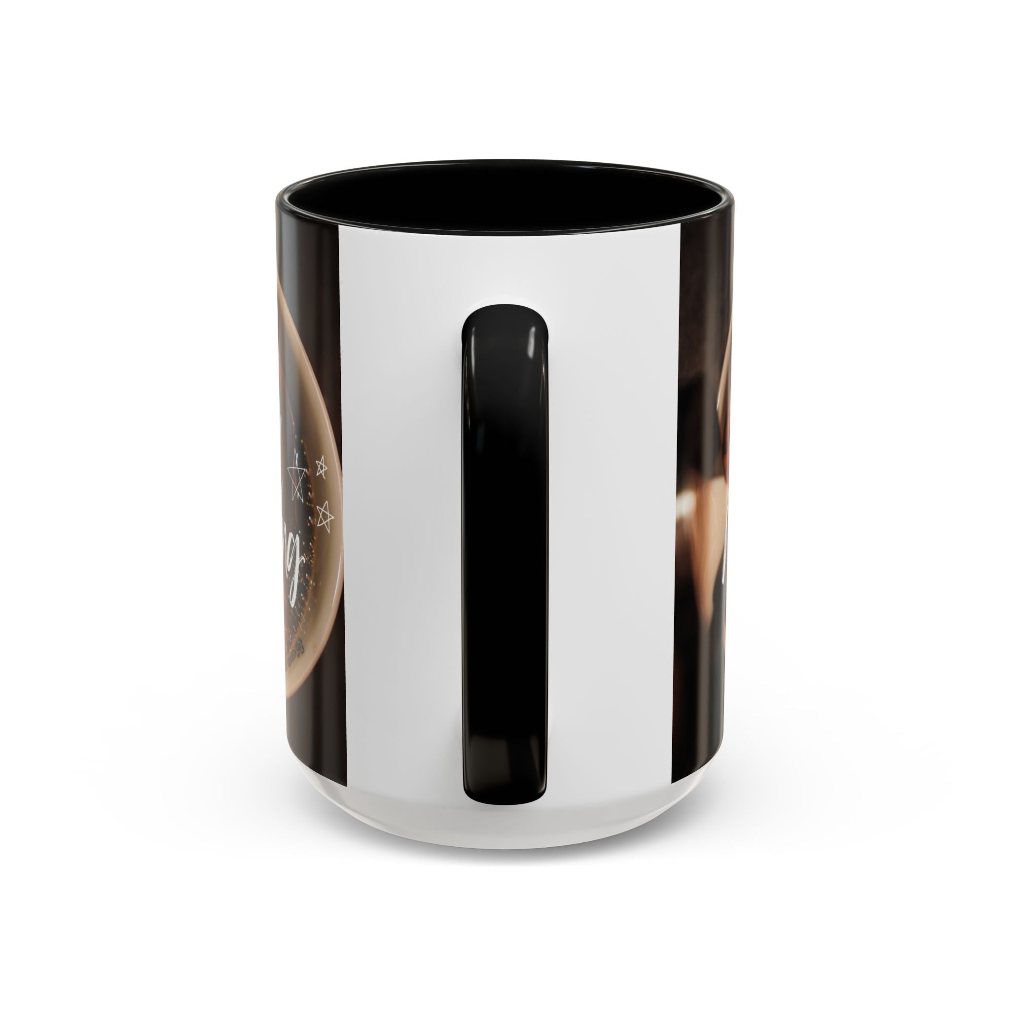 Good Morning Coffee Mug — 11/15oz Accent Ceramic Cup (Black Handle & Interior)