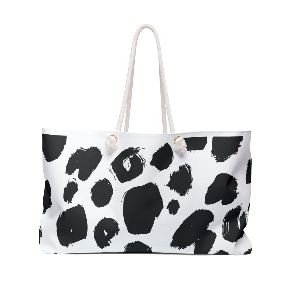 Dalmatian Print Weekender Bag — Black & White Leopard Travel Tote