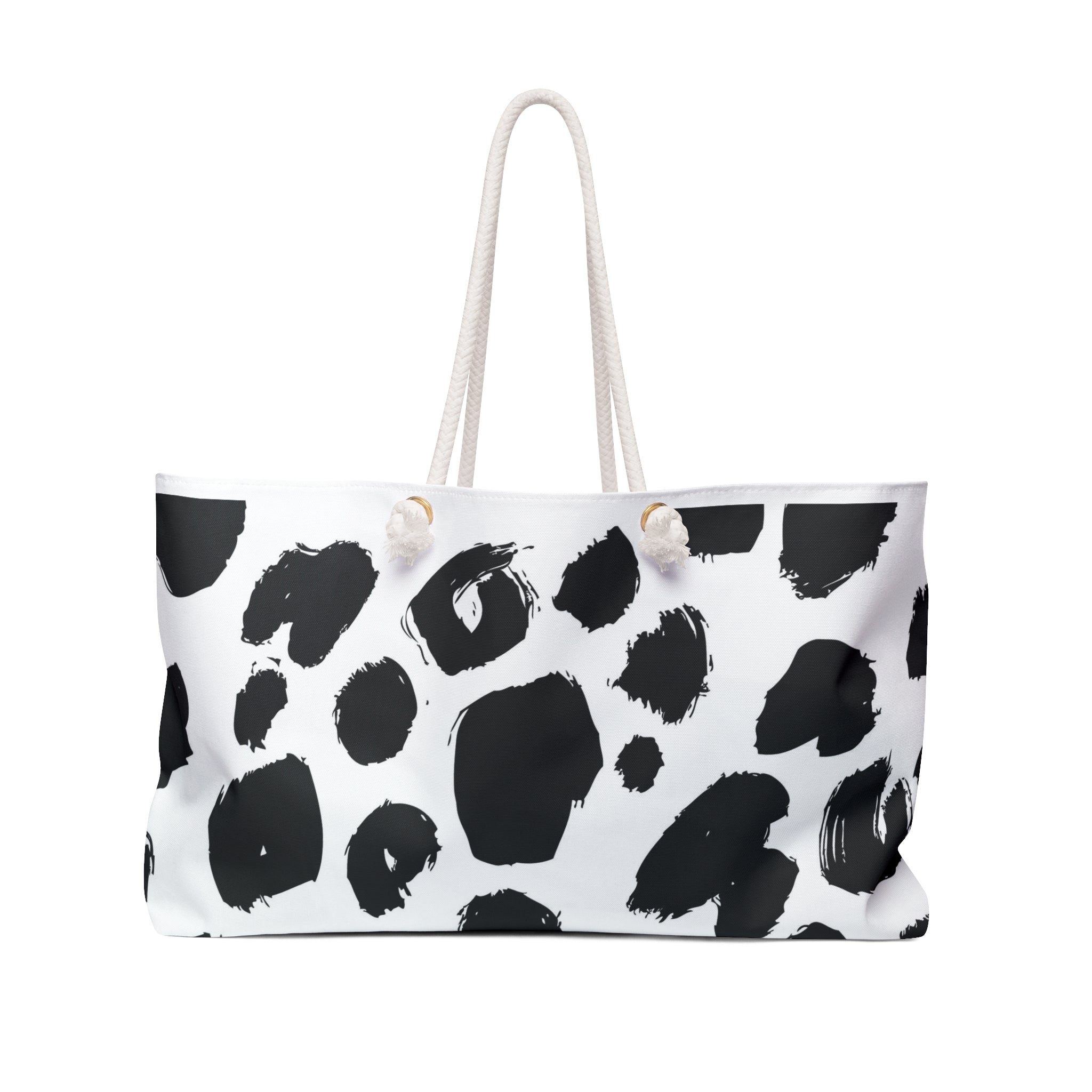 Dalmatian Print Weekender Bag — Black & White Leopard Travel Tote