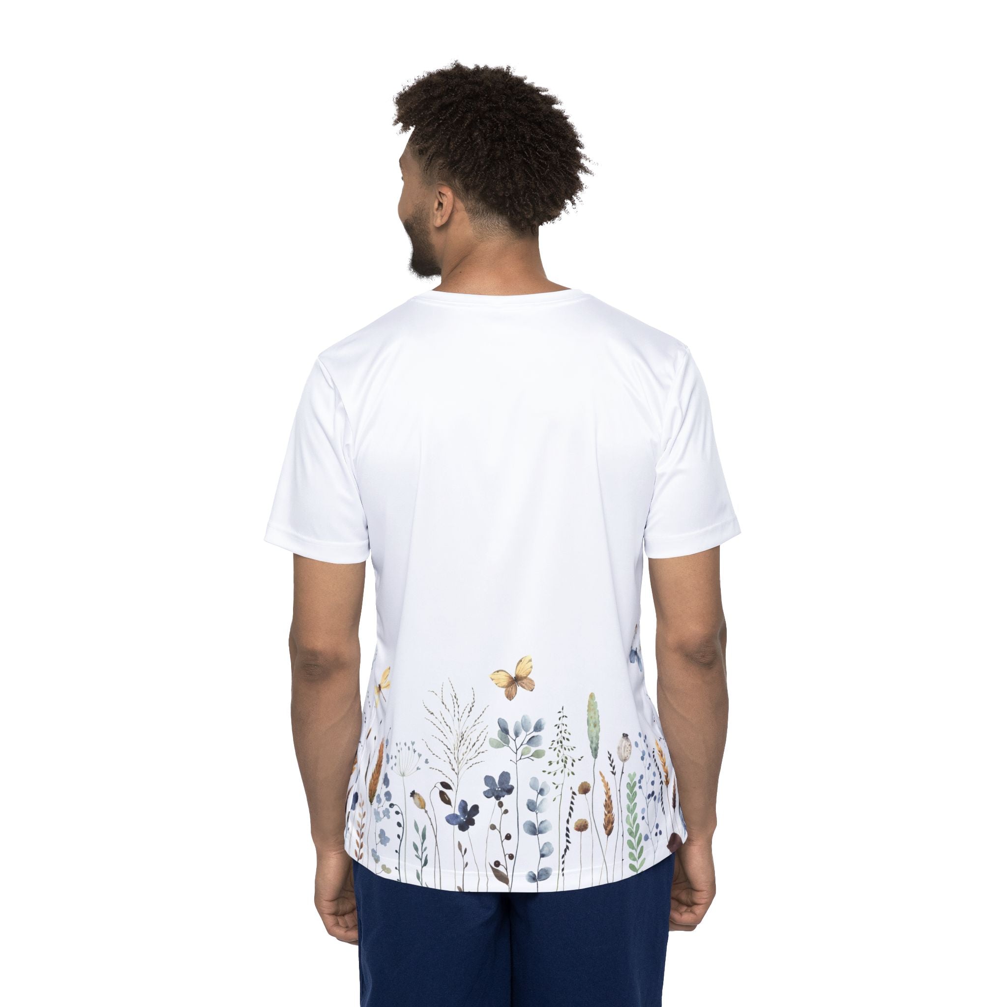 Floral Meadow Men's Jersey — Botanical Border Tee