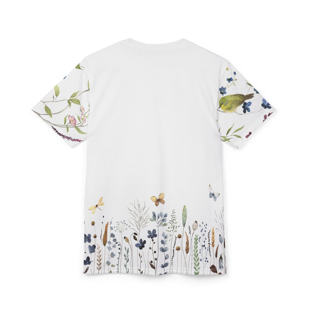 Floral Meadow Tee — Watercolor Wildflower All-Over Print