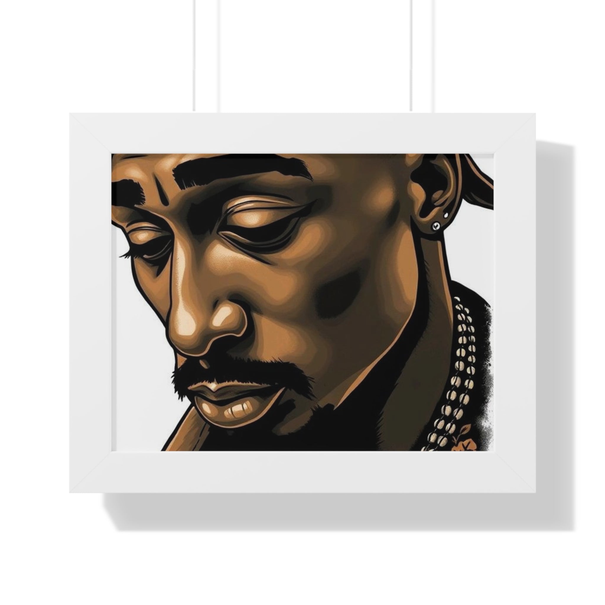 Framed Horizontal Poster — Moody Portrait Art Print (Brown Tones)