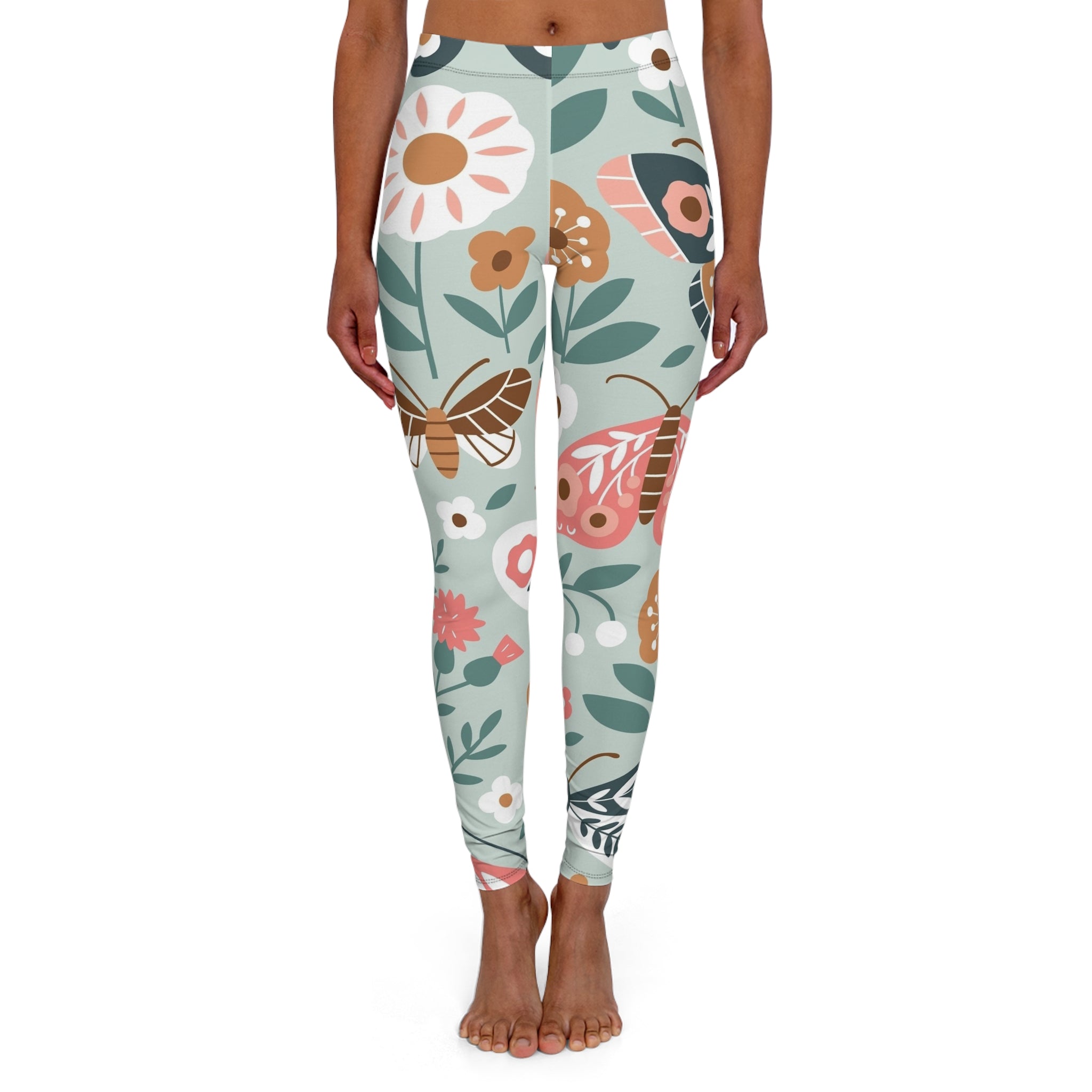 Floral Butterfly Leggings — Pastel Garden Print Women's Yoga & Everyday Leggings