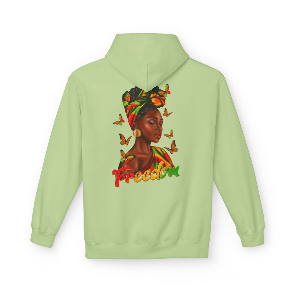 Freedom Afrocentric Hoodie — Woman with Headwrap & Butterflies