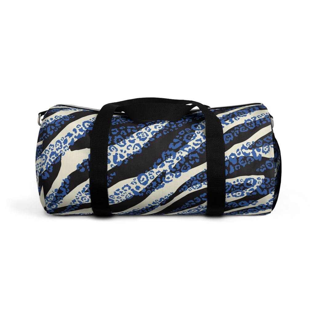 Blue Leopard Zebra Print Duffel Bag — Animal Print Travel Gym Bag