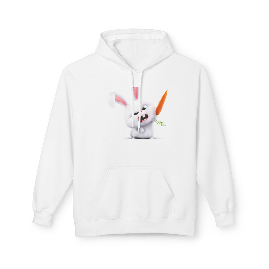 Cute Bunny Carrot Hoodie — Adorable White Rabbit Graphic Pullover