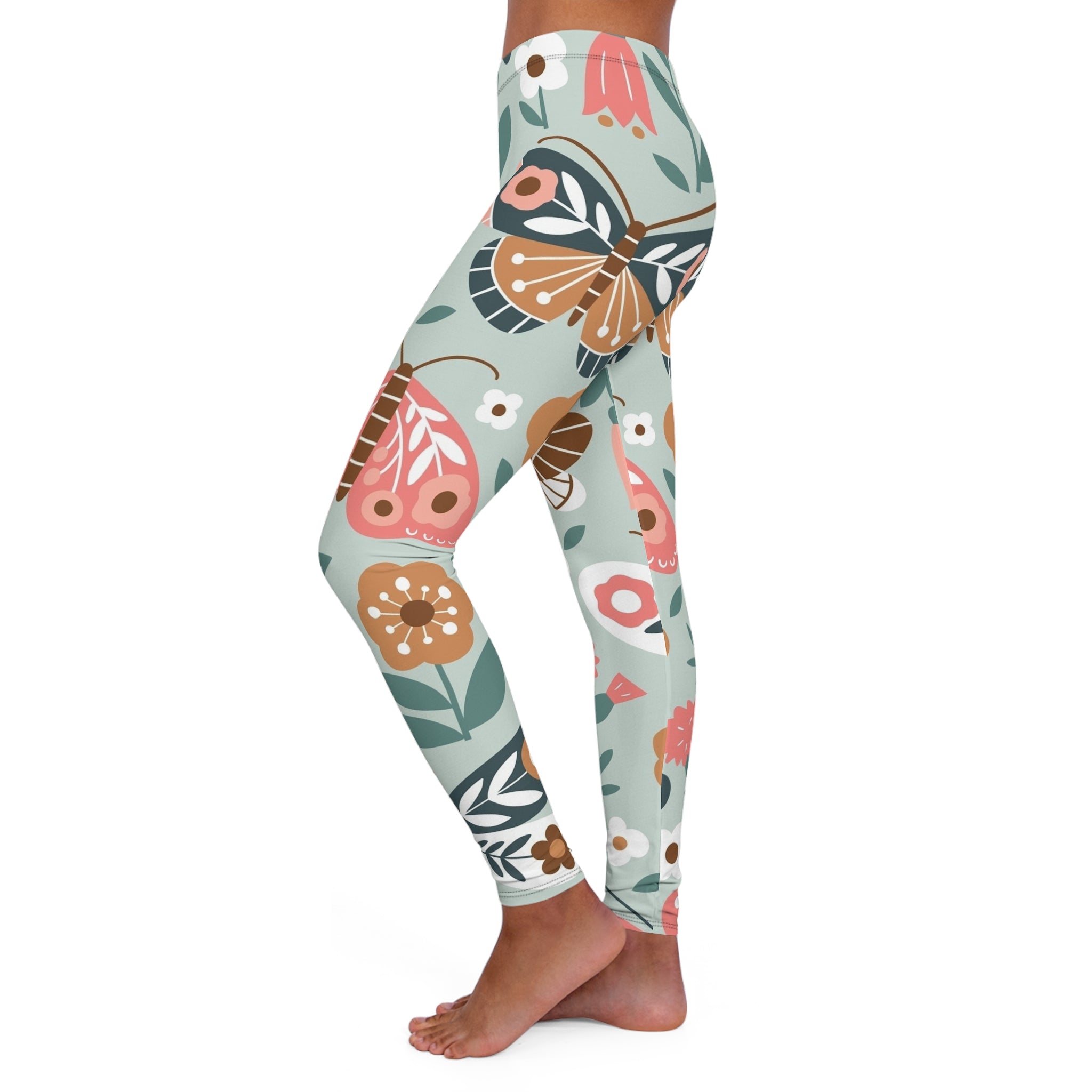 Floral Butterfly Leggings — Pastel Garden Print Women's Yoga & Everyday Leggings
