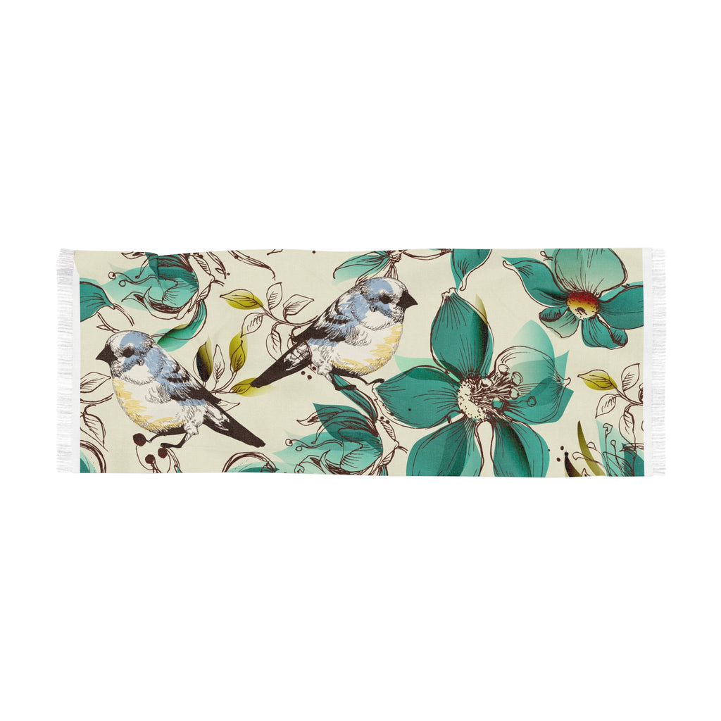 Bird & Teal Floral Lightweight Scarf — Spring Garden Wrap
