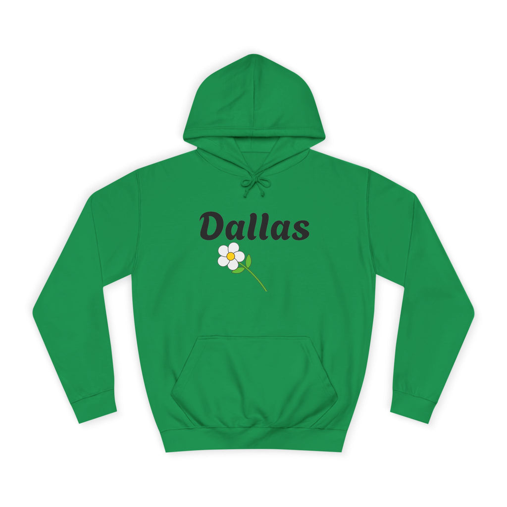 Dallas Floral Hoodie — 'Dallas' Script with Daisy & Back Number 77
