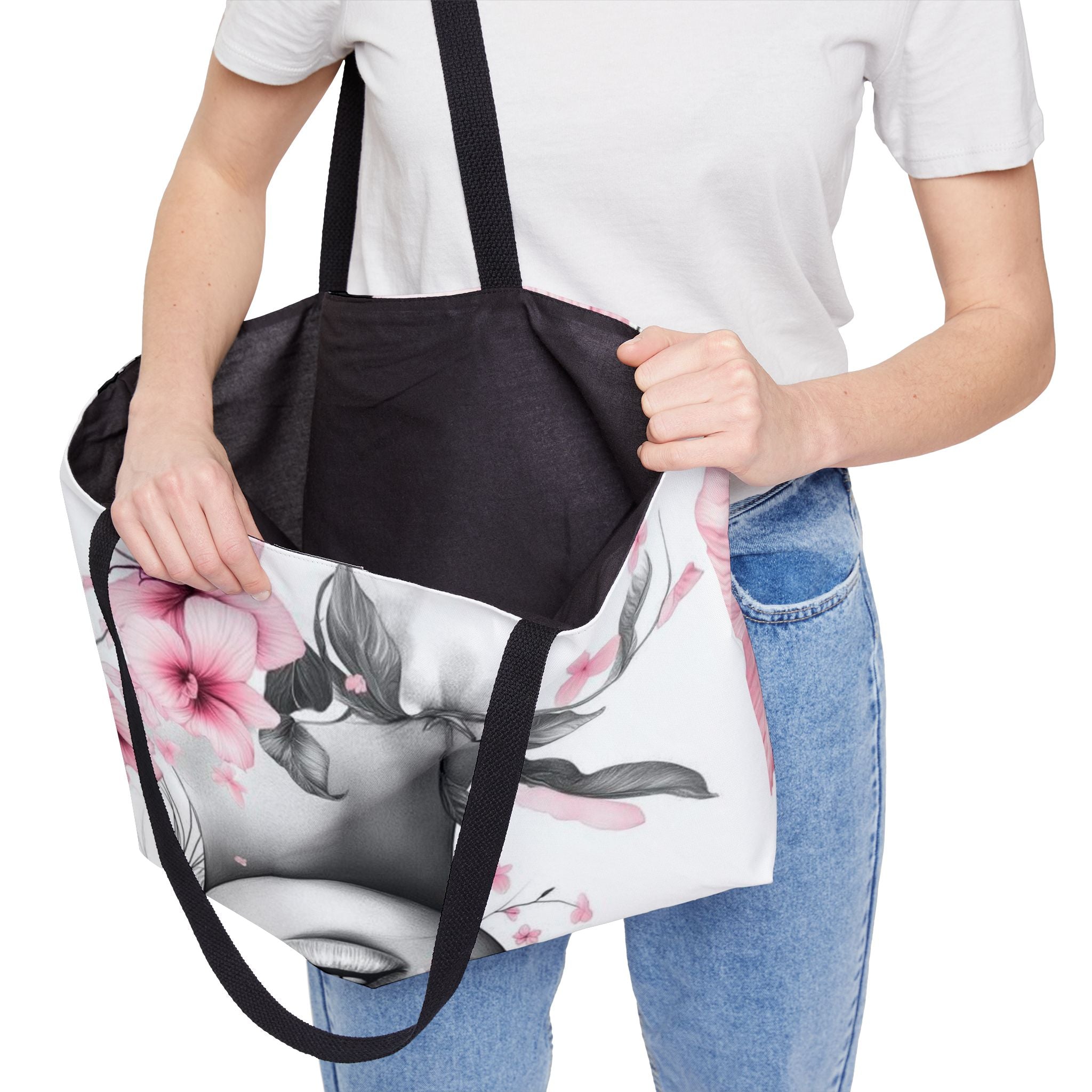 Floral Butterfly Weekender Tote Bag — Pink Blossom Art Beach & Travel Tote