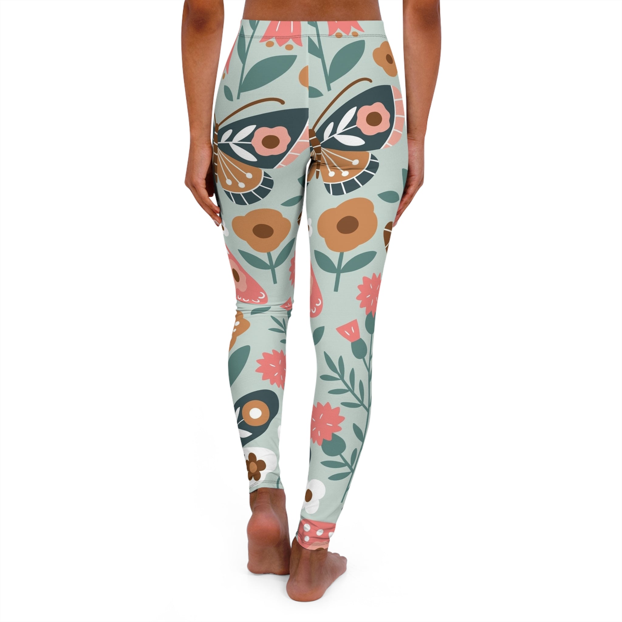 Floral Butterfly Leggings — Pastel Garden Print Women's Yoga & Everyday Leggings
