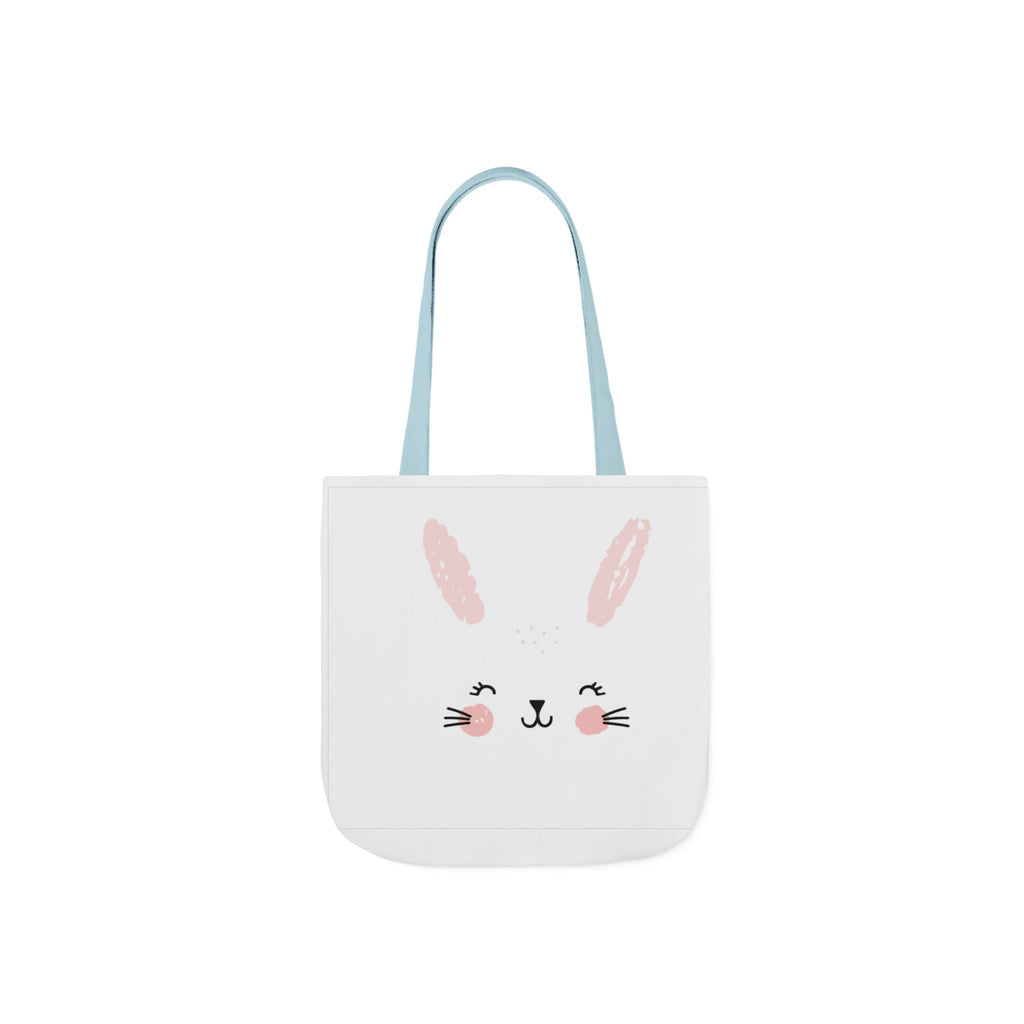 Cute Pink Bunny Face Canvas Tote Bag — Easter Bunny Grocery & Gift Tote