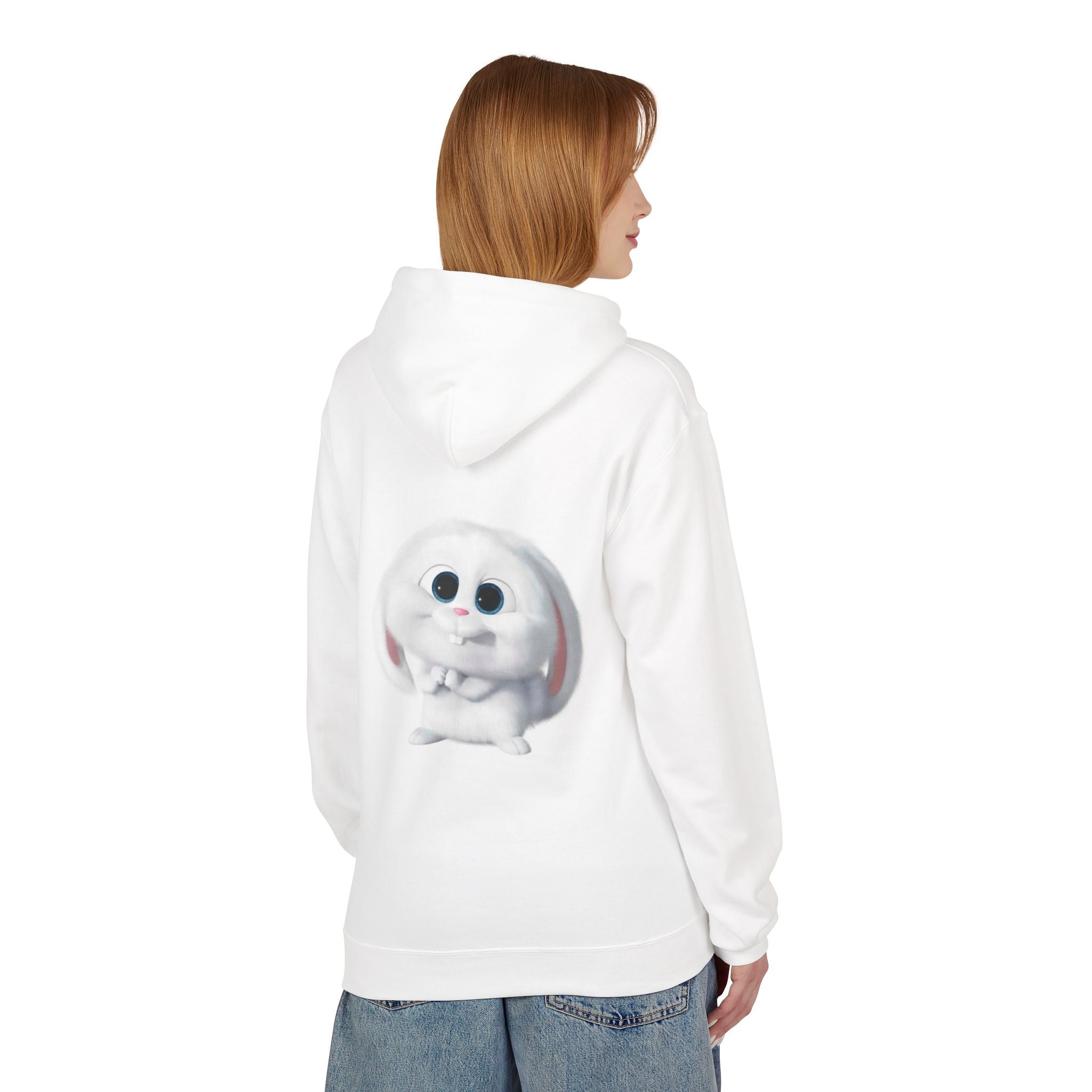 Cute Bunny Carrot Hoodie — Adorable White Rabbit Graphic Pullover