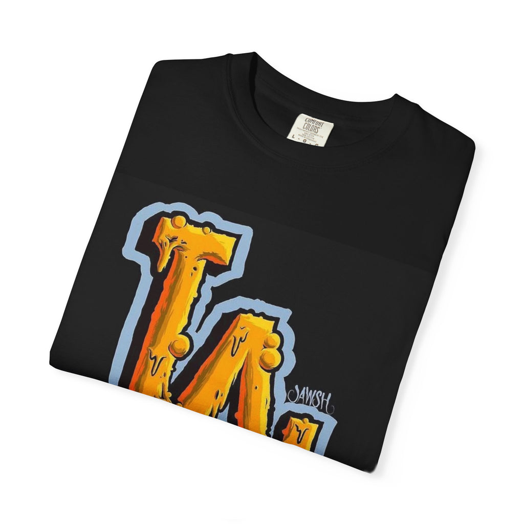 LA Graffiti Logo T-Shirt — Bold Streetwear Tee with Tropical Adidas Trefoil Graphic