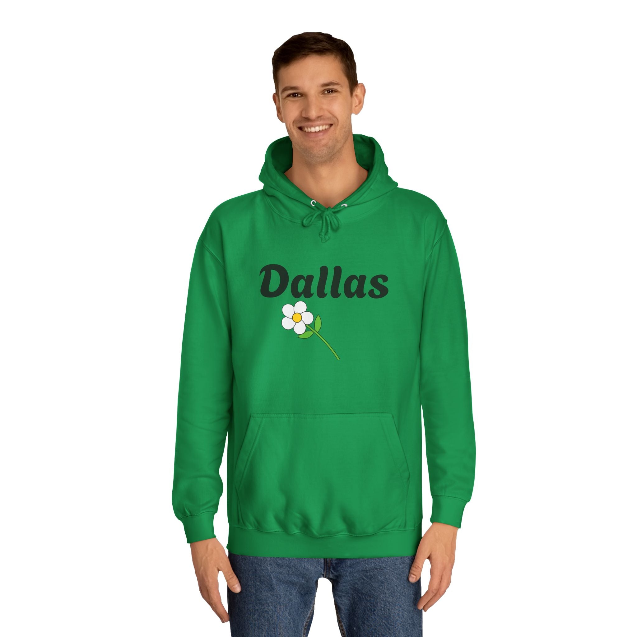 Dallas Floral Hoodie — 'Dallas' Script with Daisy & Back Number 77