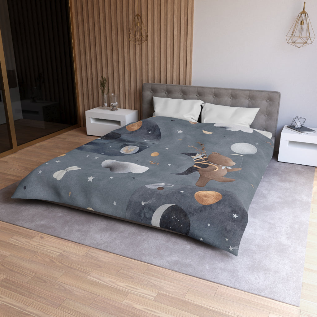 Children’s Space Bear Duvet Cover - Cute Moon & Cloud Nursery Bedding