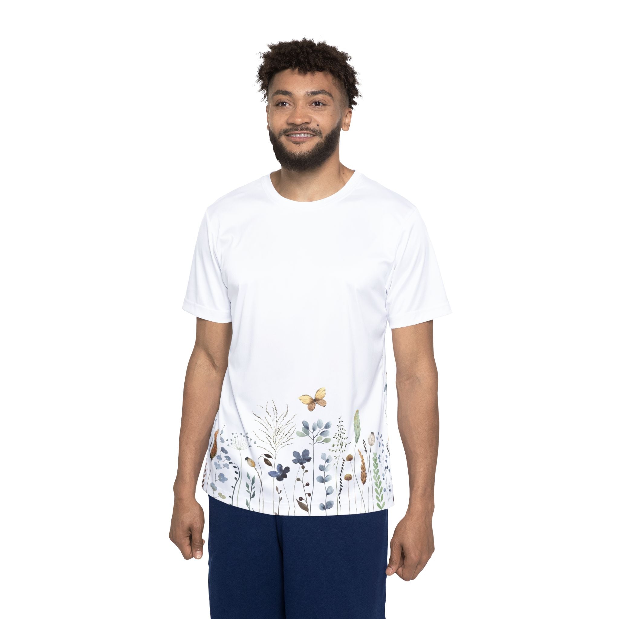Floral Meadow Men's Jersey — Botanical Border Tee