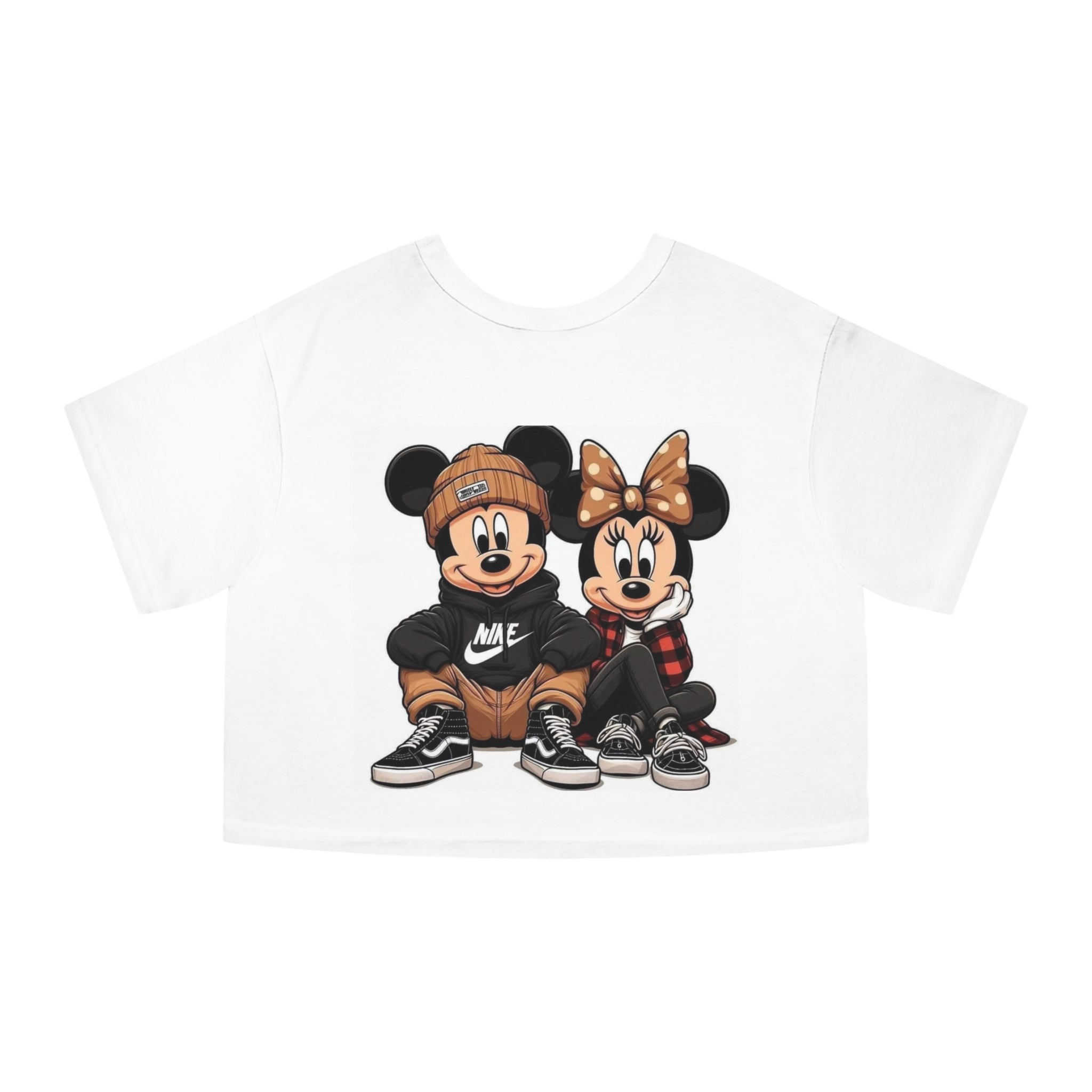 Cropped T-Shirt — Cute Streetwear Mickey & Minnie Graphic Top