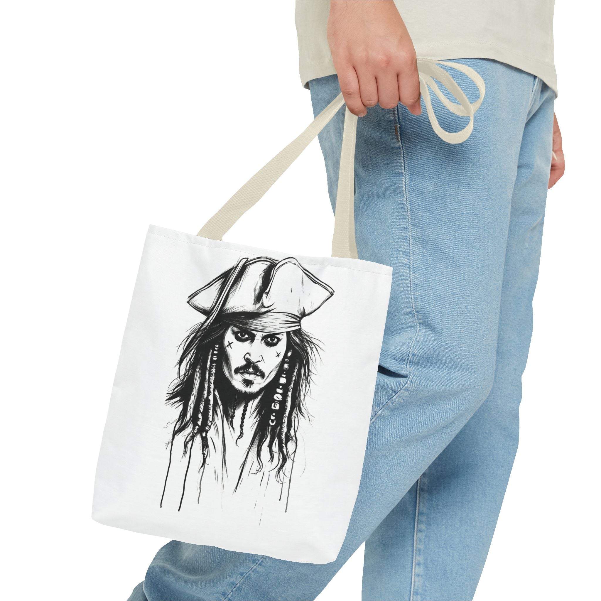 Artistic Pirate Skull Tote Bag — Gothic Sketch Tote for Fans