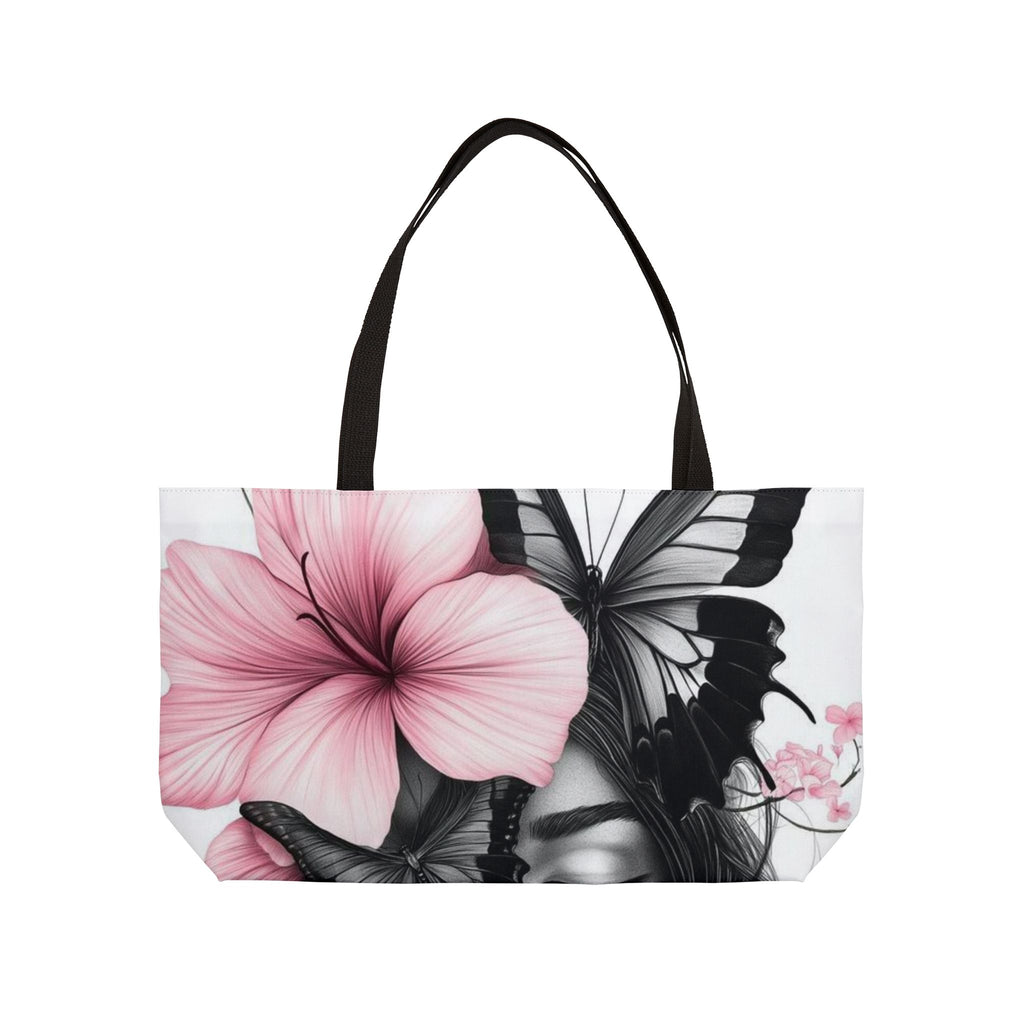 Floral Butterfly Weekender Tote Bag — Pink Blossom Art Beach & Travel Tote