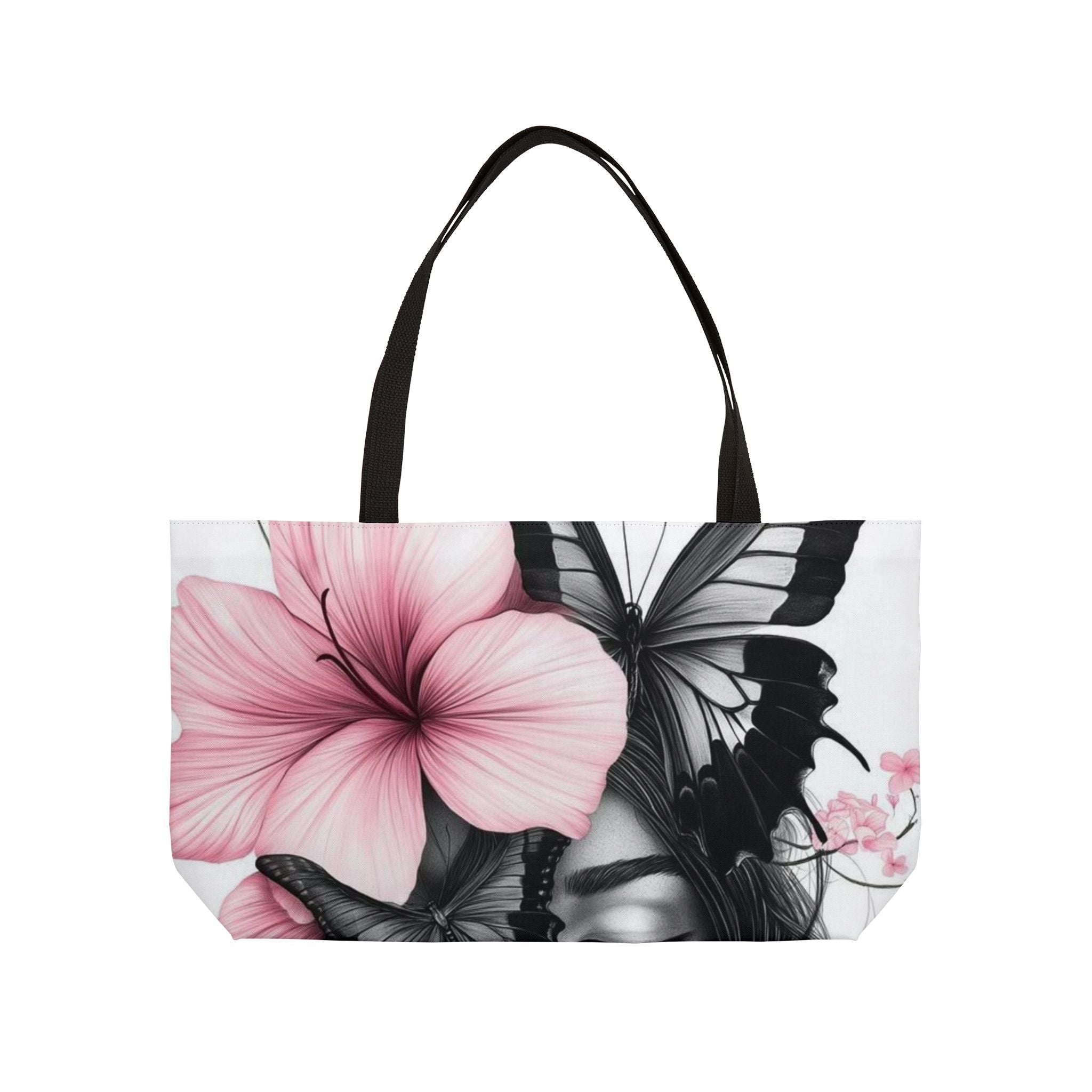 Floral Butterfly Weekender Tote Bag — Pink Blossom Art Beach & Travel Tote