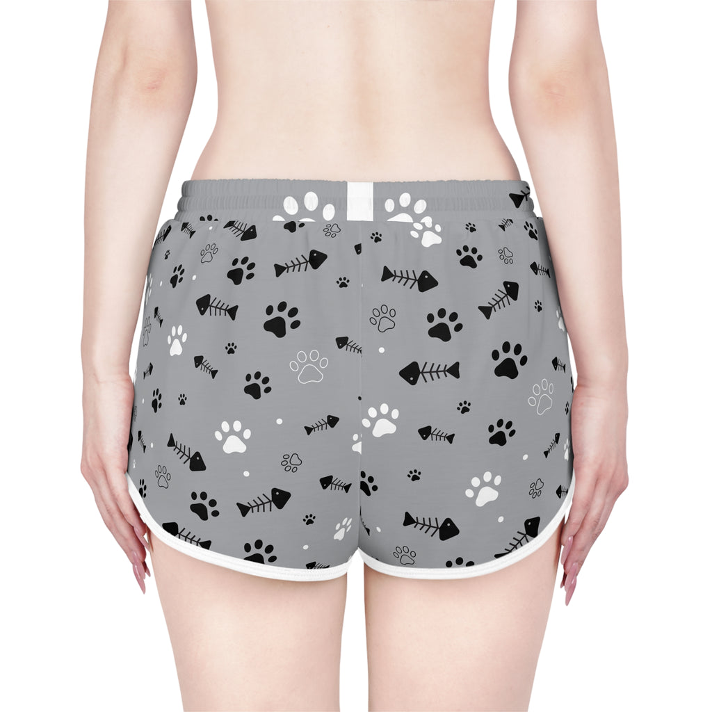 Cat Paw Print Lounge Shorts — Women's Relaxed AOP Sleep & Casual Shorts
