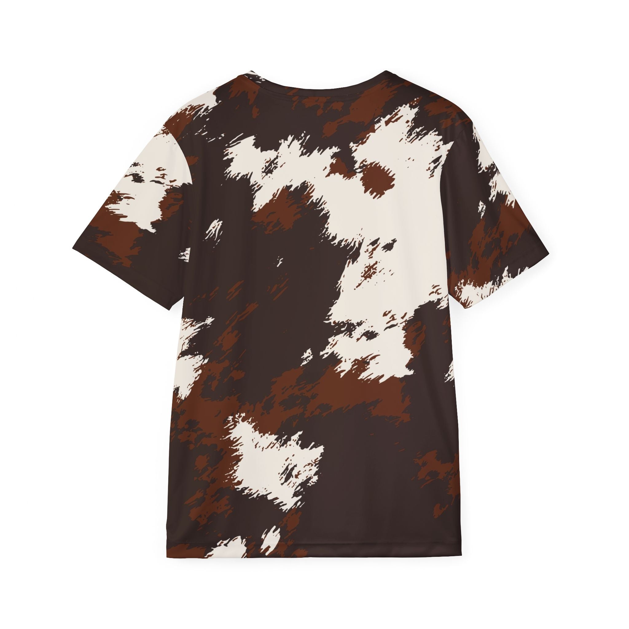 Cowhide Print Sports Jersey — Brown & Cream All-Over Athletic Tee