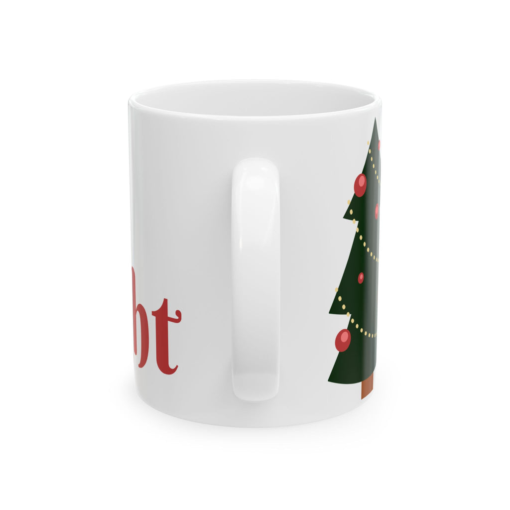 Christmas Tree Mug — "Merry & Bright" Holiday Ceramic Coffee Cup (11oz, 15oz)