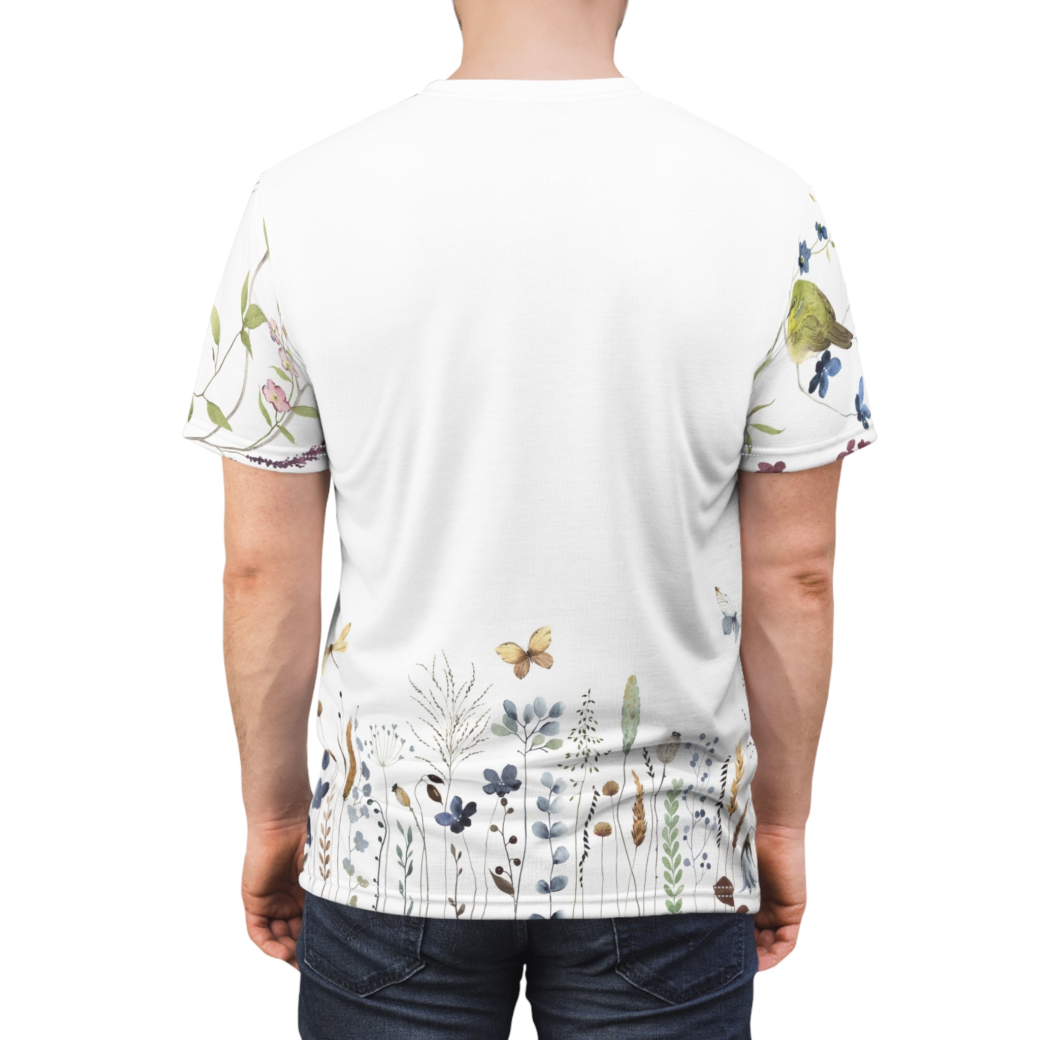 Floral Meadow Tee — Watercolor Wildflower All-Over Print
