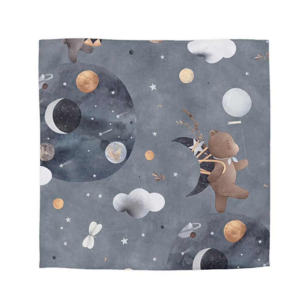 Children’s Space Bear Duvet Cover - Cute Moon & Cloud Nursery Bedding