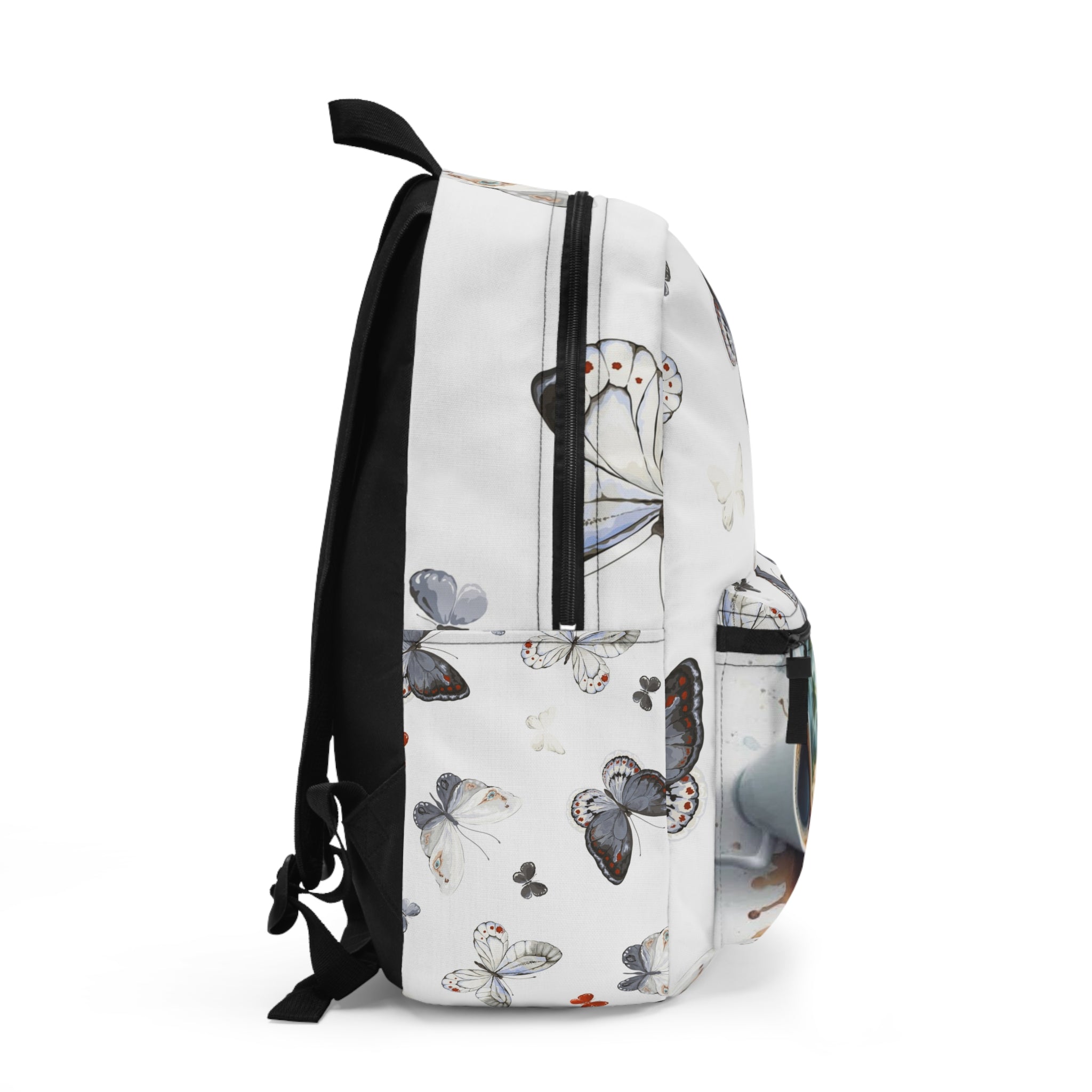 Butterfly Beach Backpack — Tropical Ocean & Coffee Print Travel Bag