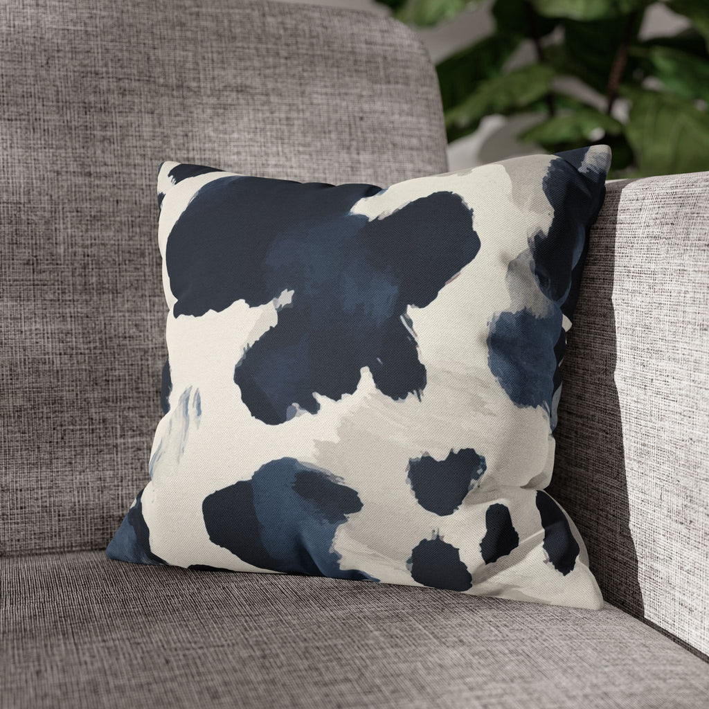 Abstract Indigo Cowhide Pillowcase — Blue Watercolor Throw Pillow Cover
