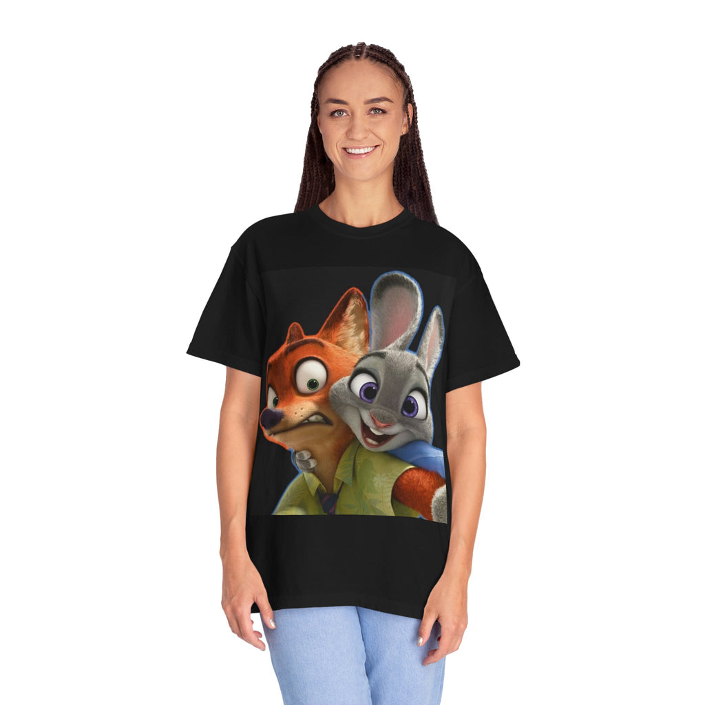 Animated Fox & Bunny Graphic T-Shirt — Cute Cartoon Character Tee