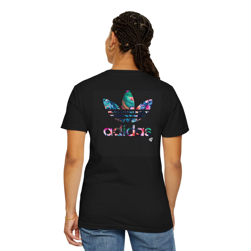 LA Graffiti Logo T-Shirt — Bold Streetwear Tee with Tropical Adidas Trefoil Graphic