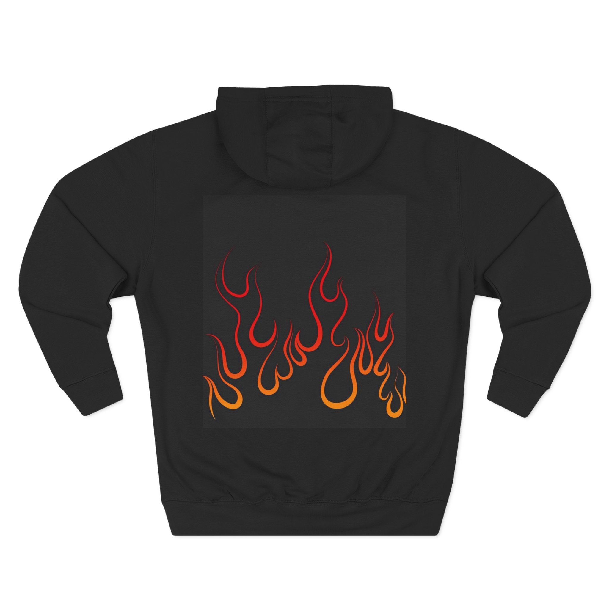 Flaming Flames Hoodie — Retro Orange Red Flame Graphic Fleece Hoodie