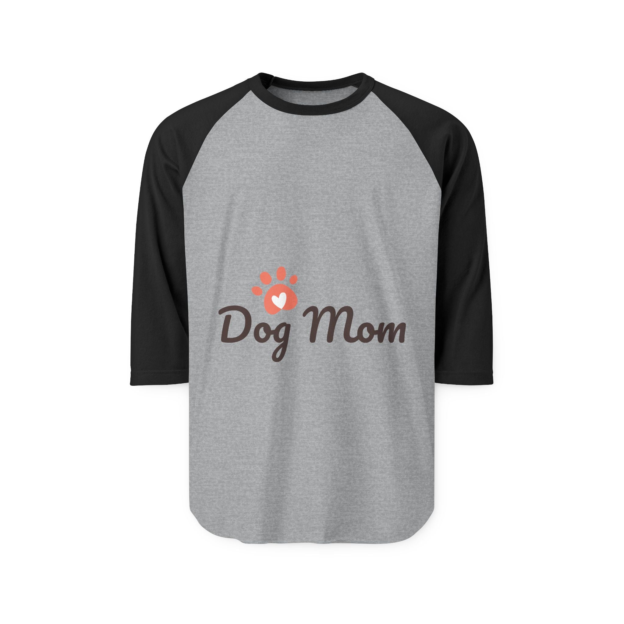 Dog Mom Raglan Shirt — 3/4 Sleeve Baseball Tee with Paw Print