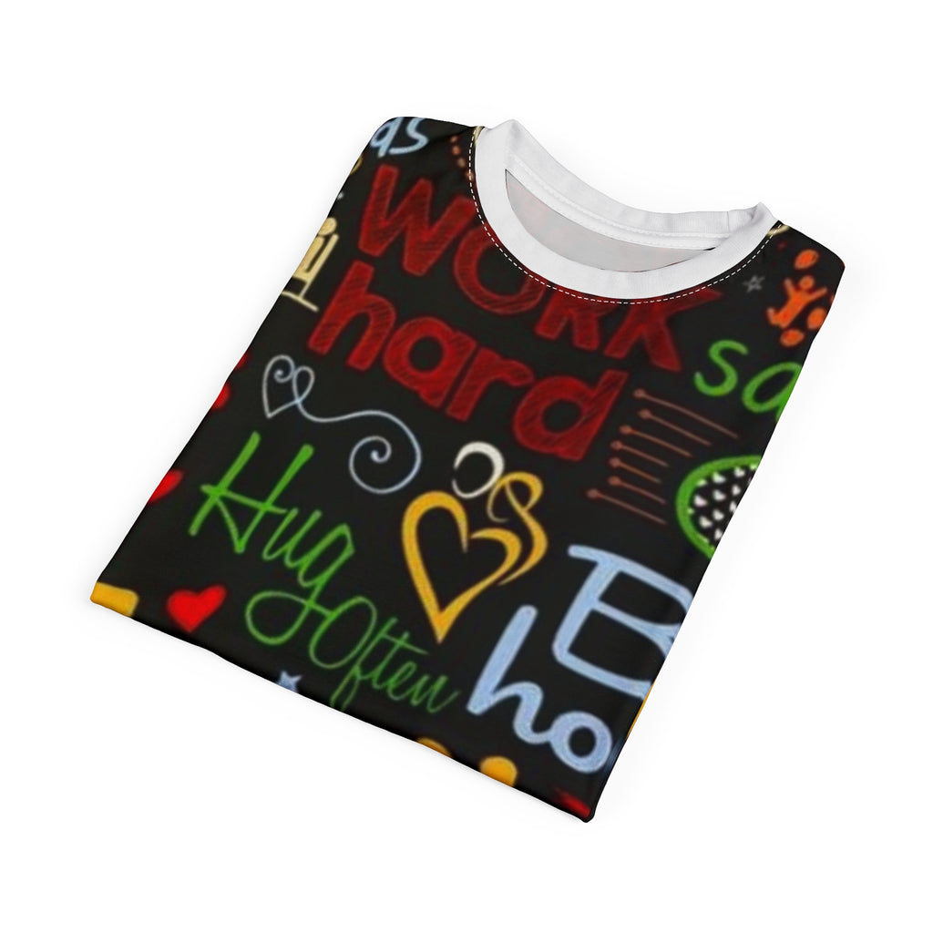 Family Rules Graphic Tee — Colorful Positive Message All-Over Print