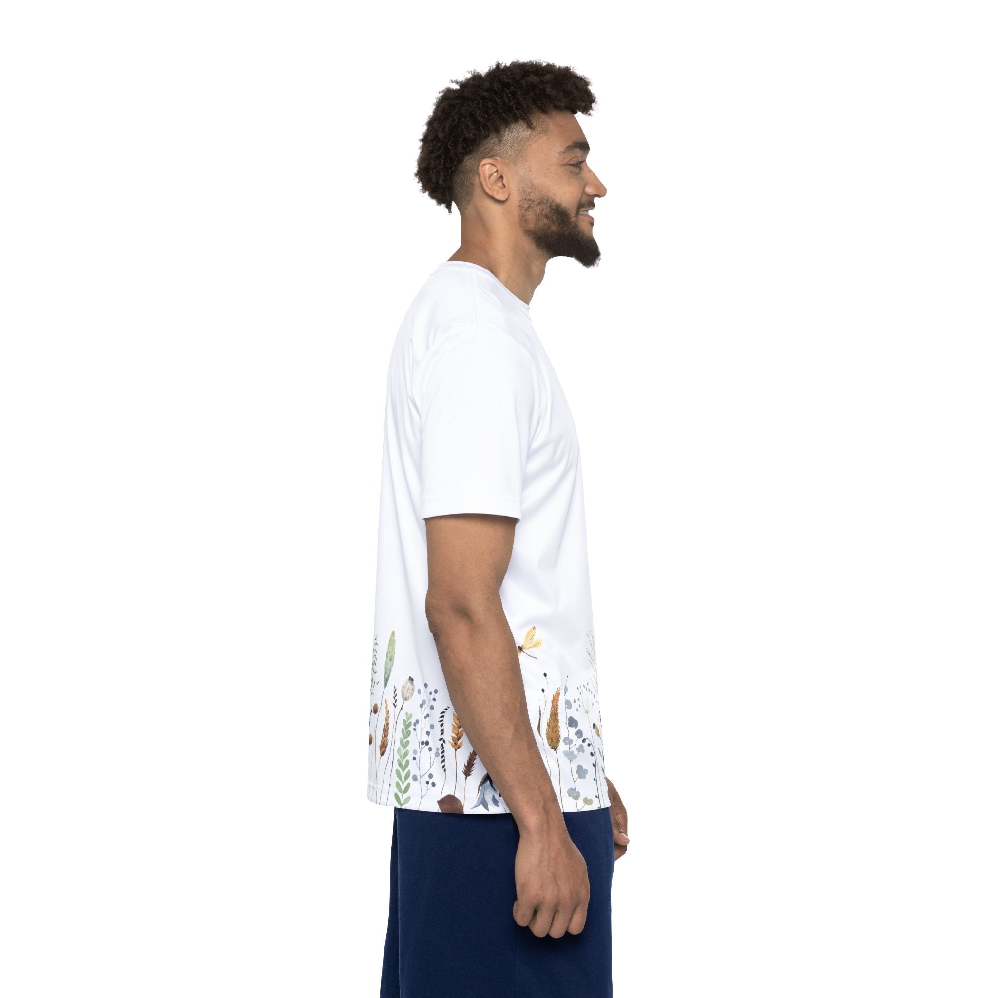 Floral Meadow Men's Jersey — Botanical Border Tee