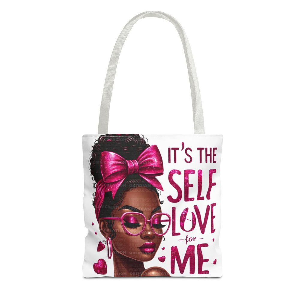 Self-Love Canvas Tote Bag — Pink Headwrap & Butterfly Afro Glam Design