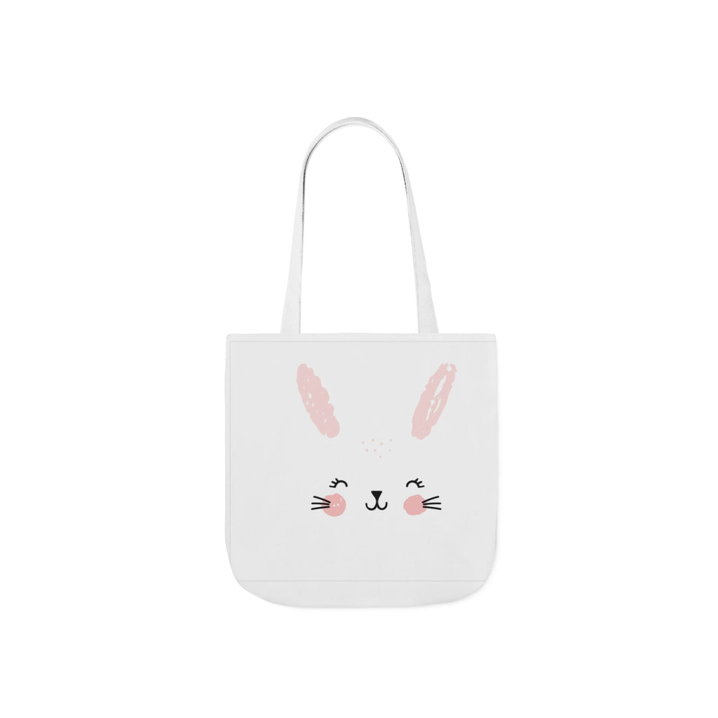 Cute Pink Bunny Face Canvas Tote Bag — Easter Bunny Grocery & Gift Tote