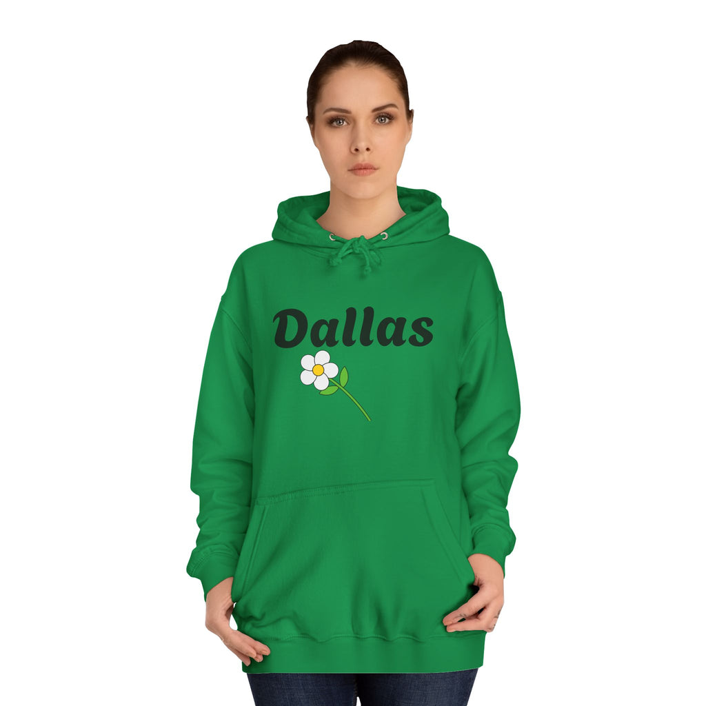 Dallas Floral Hoodie — 'Dallas' Script with Daisy & Back Number 77