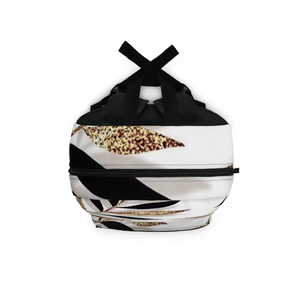 Floral Glitter Leaves Backpack with Drip Nike Logo — Chic Casual Daypack