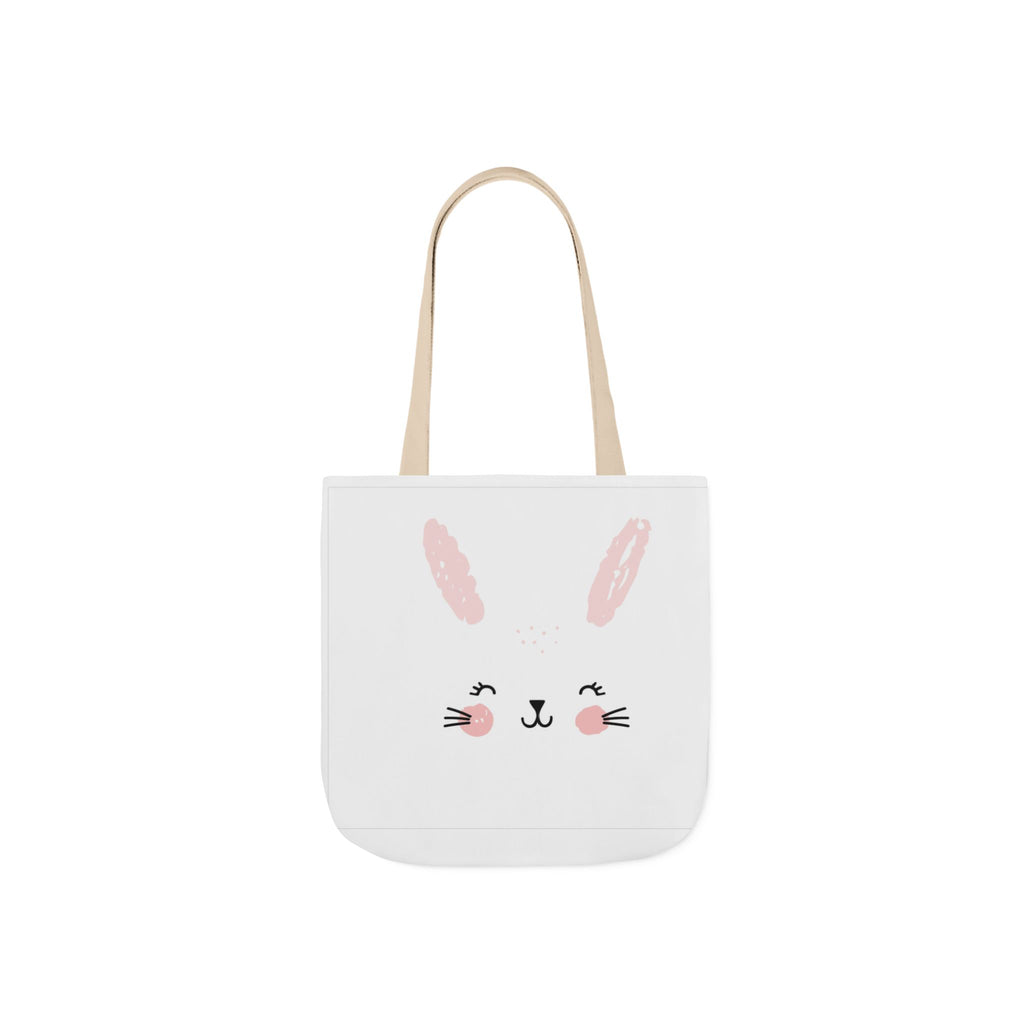 Cute Pink Bunny Face Canvas Tote Bag — Easter Bunny Grocery & Gift Tote